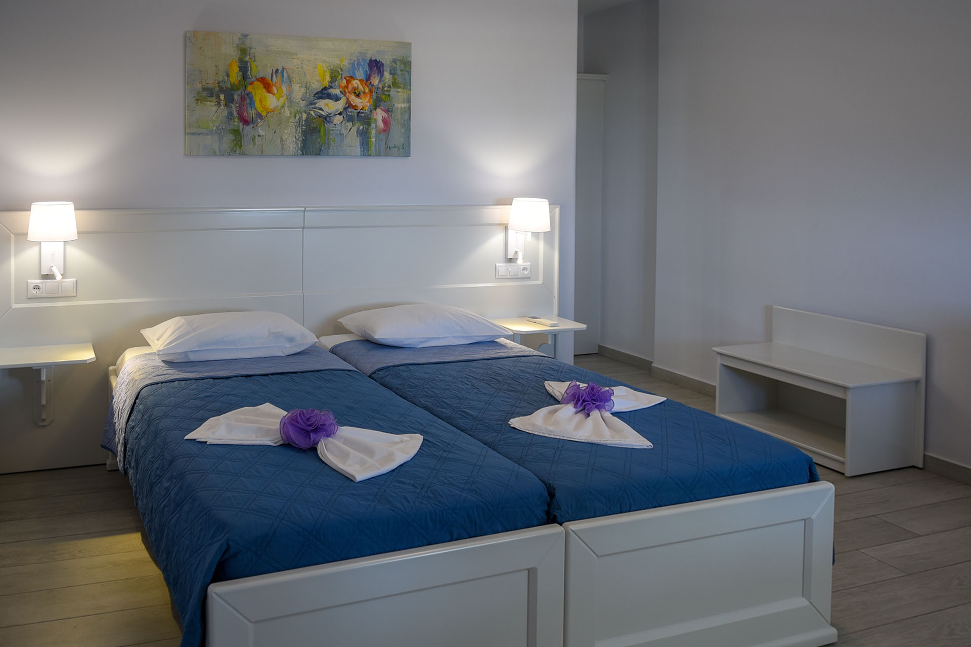 Double bed setup in Angela Beach Apartments