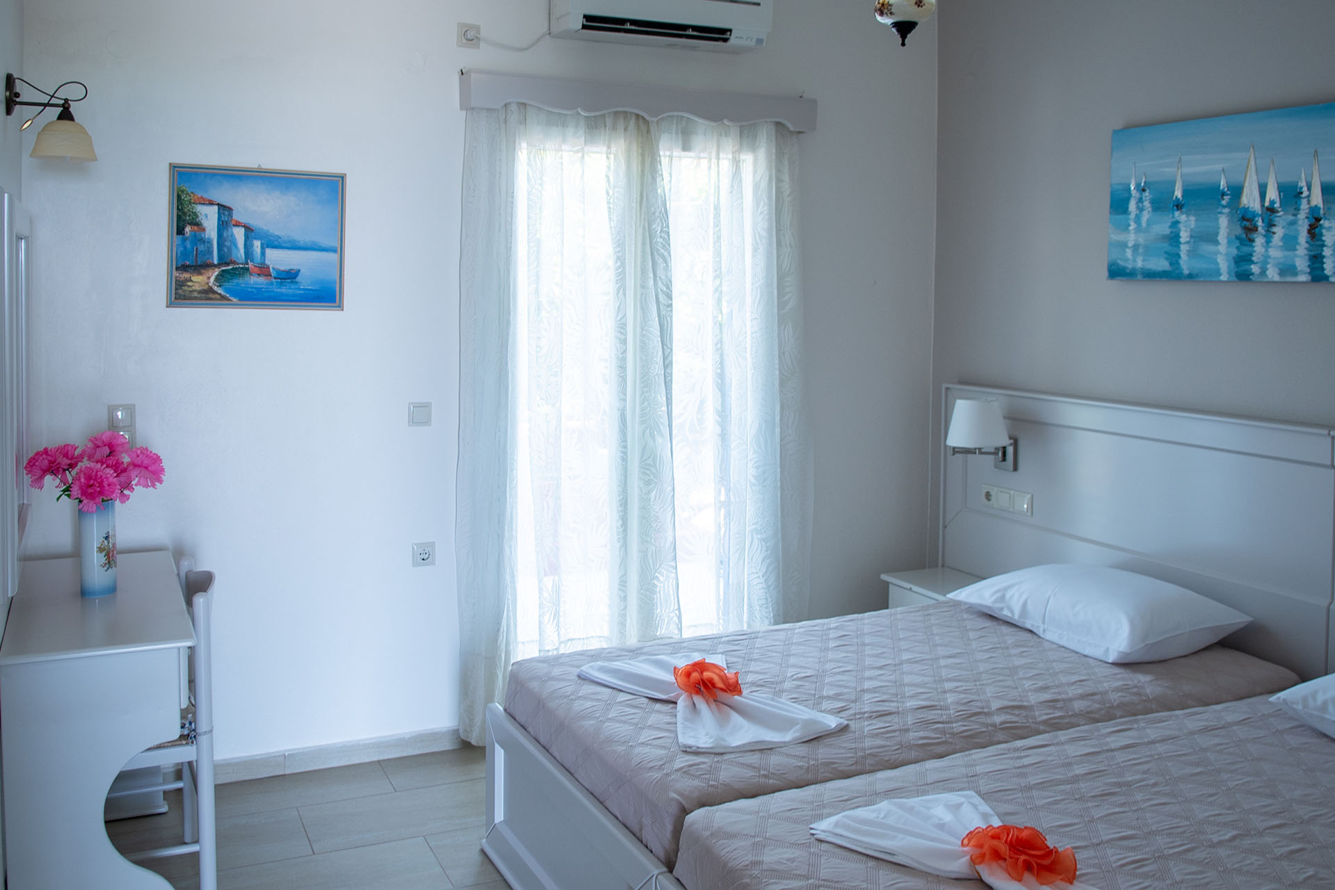 Double bed setup in Angela Beach Apartments